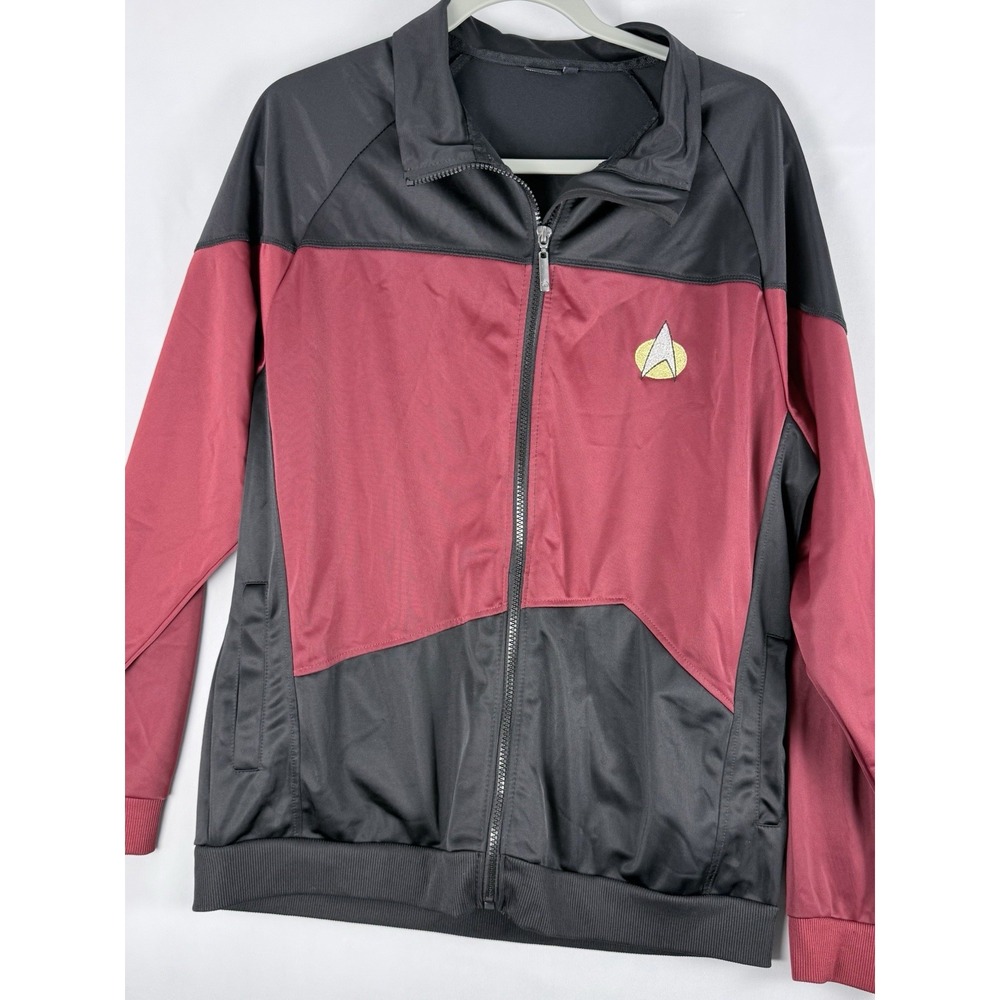 Star Trek Jacket Mens Large Red Black Starfleet Insignia Full Zip Cosplay Trek